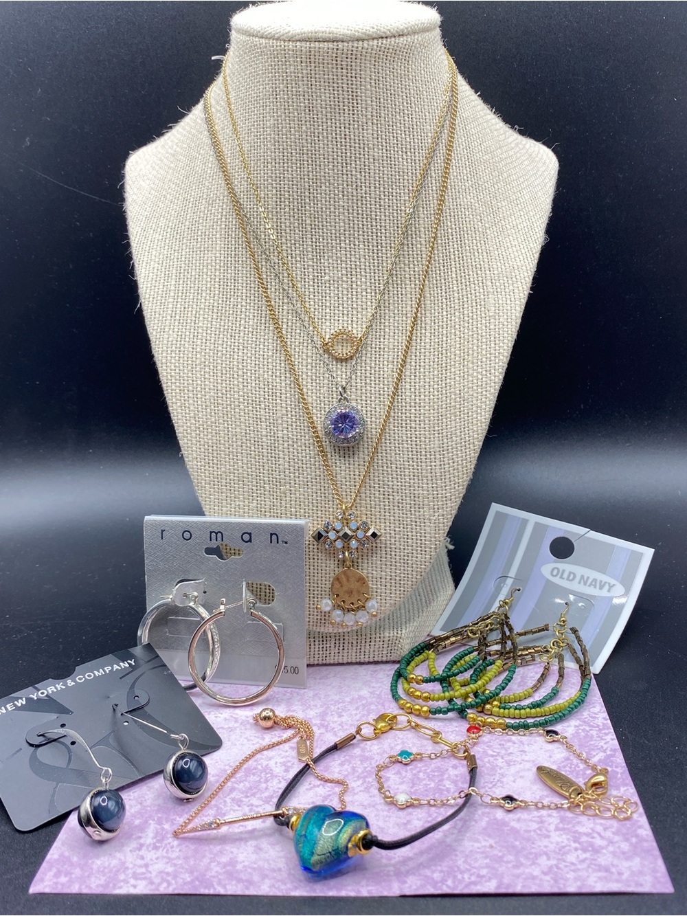 Jewelry Bundle Lot of 9 Wearable Pieces Earrings Necklaces Bracelets